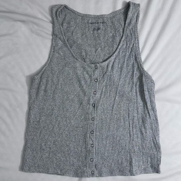 American Eagle, L, grey, ribbed tank top - Picture 1 of 4